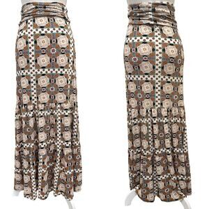Voom by Joy Han Vintage 00s Tiered Maxi Skirt Strapless Dress Geometric Mod Boho